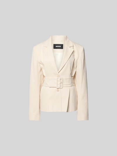 Produktfoto, Blazer aus Leinen-Mix mit Taillen-Gürtel von ROTATE, cremefarben, Reverskragen, Knopfleiste, Brusttasche, taillierte Passform