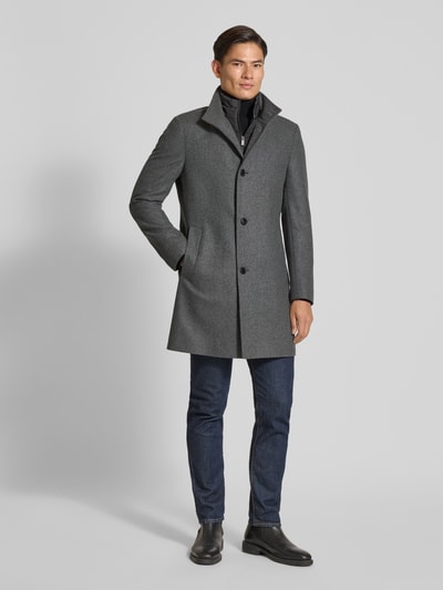 BOSS Slim Fit Wollmantel aus Woll-Mix Modell 'HYDE' Mittelgrau 1