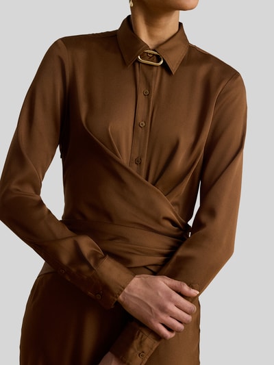 Lauren Ralph Lauren Avondjurk met plooien in de taille Lichtbruin - 3