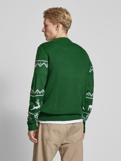 Only & Sons Gebreide pullover met motief- en statementstitching, model 'XMAS' Groen - 5