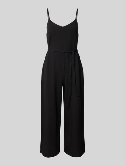 Jake*s Casual Jumpsuit aus Viskose-Mix mit Spaghettiträgern und Bindegürtel Black 2
