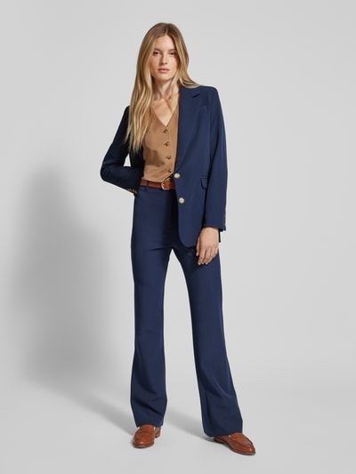 Be Pure Dutch Flared stoffen broek met riemlussen in marineblauw online kopen P C