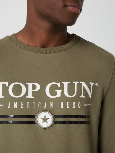 Top Gun Sweatshirt mit Print  Oliv 3