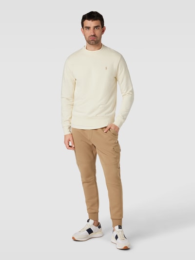 Polo Ralph Lauren Sweatshirt in effen design met labelstitching Zand - 1