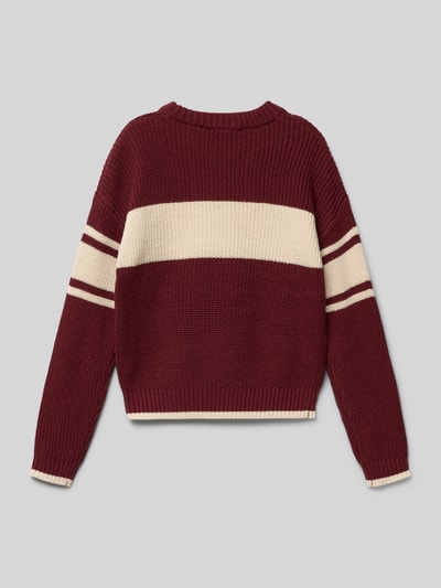 Garcia Sweter z dzianiny z detalem z logo Bordowy 3