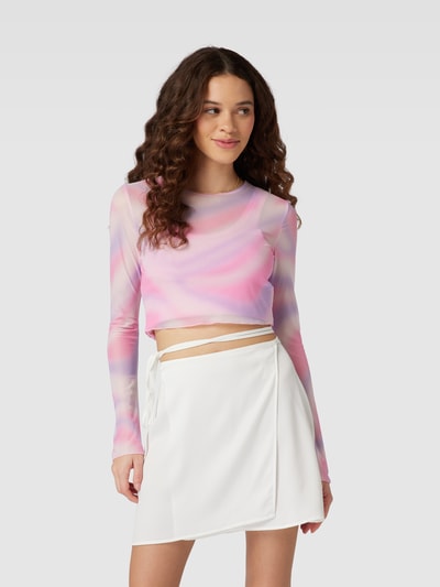 REVIEW Longsleeve Holo Mesh Crop Top Pink 4