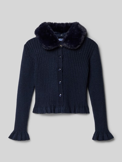 Mayoral Strickjacke mit Kunstfellbesatz Marine 1