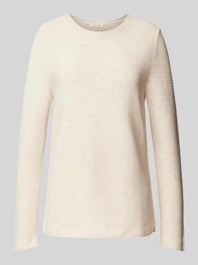 Tom Tailor Regular Fit Strickpullover aus reiner Baumwolle Beige 2