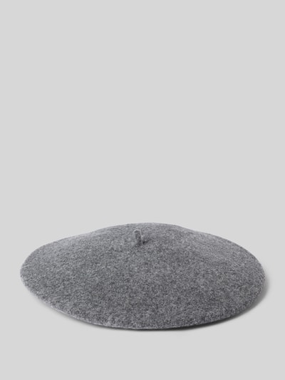 Productfoto, Béret aus zuiver wol van Loevenich, effen design in grijs met Punt, zachte textuur