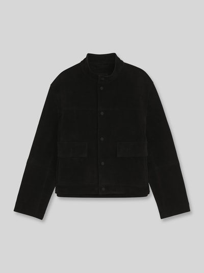HUGO Kunstlederjacke in Velours-Optik mit aufgesetzten Taschen Black 2