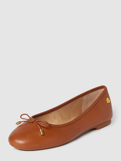 Lauren Ralph Lauren Ballerina's met strikdetail, model 'JAYNA-FLATS-CASUAL' Cognac - 2