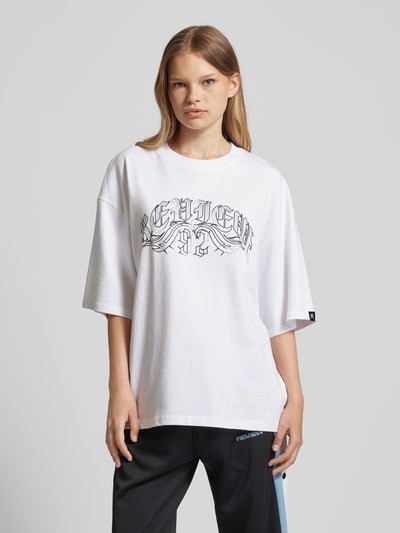 Review Oversized T-Shirt mit Label-Print Weiss 4