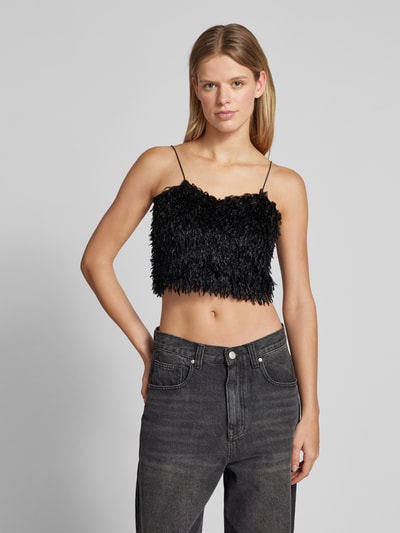 Only Crop Top mit Federn Modell 'FEATHER' Black 4