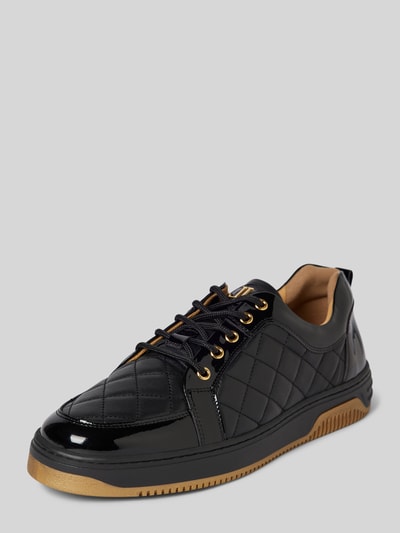 Leandro Lopes Ledersneaker mit Strukturmuster Modell 'Ezio' Black 1