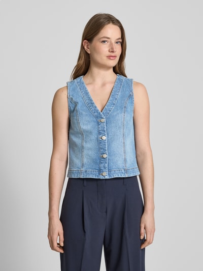 MSCH Copenhagen Jeansweste mit V-Ausschnitt Modell 'Eli Ada' Jeansblau 4