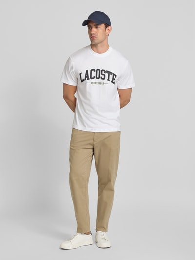Lacoste T-Shirt mit Label-Print Weiss 1