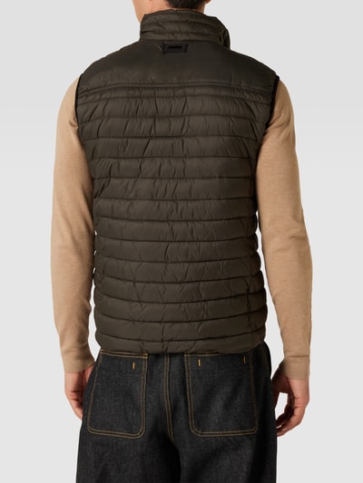 Cinque Gilet met opstaande kraag, model 'CiFold' Olijfgroen - 5