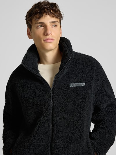REVIEW Fleecejacke mit Stehkragen und Label-Detail Black 3