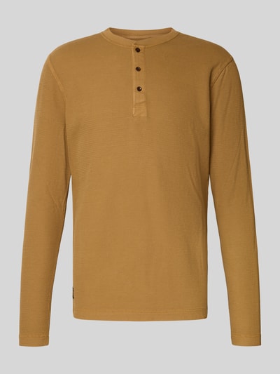 Superdry Longsleeve mit Strukturmuster und Knopfleiste Camel 2