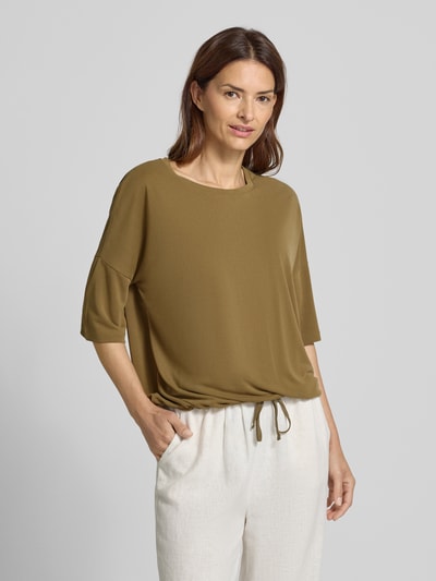 Christian Berg Woman T-Shirt mit Rundhalsausschnitt und überschnittenen Schultern Khaki 4