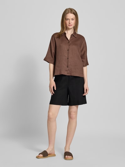 FREE/QUENT Relaxed Fit Leinenbermudas mit Tunnelzug Modell 'Lava' Black 1