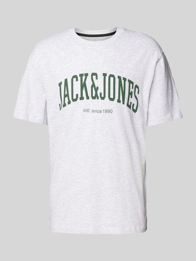 Jack & Jones T-shirt met labelprint, model 'CYRUS' Lichtgrijs gemêleerd - 2