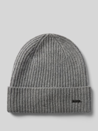 JOOP! Collection Gebreide muts van kasjmier met labeldetail, model 'FENOL' Lichtgrijs gemêleerd - 1