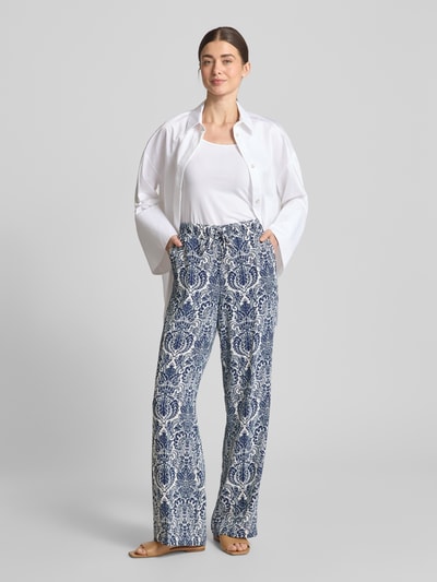 Cambio Wide Leg Stoffhose mit Tunnelzug Modell 'AVRIL' Marine 1