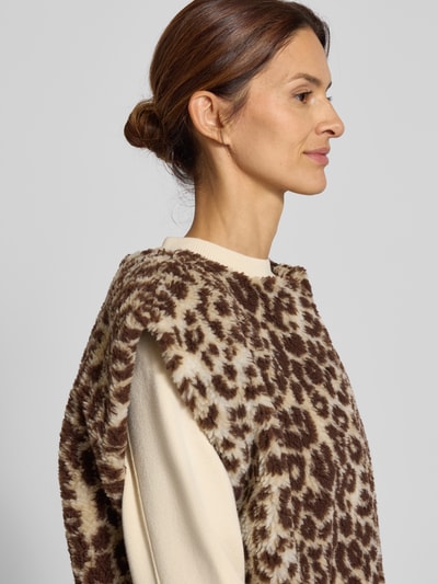 VILLA SOPHIE Fleeceweste im Animal-Look Modell 'JOY' Dunkelbraun 3