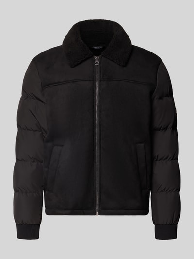 Produktfoto, Steppjacke mit Kragen aus Teddyfell von Antony Morato in Schwarz, Reißverschluss, Eingrifftaschen, glatte und gesteppte Texturen