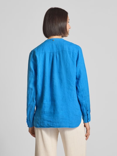 MOS MOSH Regular Fit Leinenbluse mit Tunikakragen Modell 'Danna' Royal 5