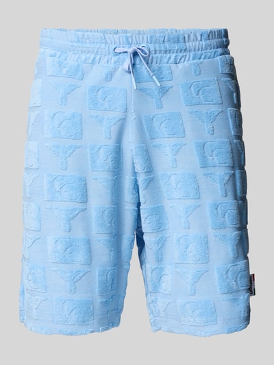 CARLO COLUCCI Regular Fit Sweatshorts mit Strukturmuster Modell 'BEACHWEAR' Hellblau 1