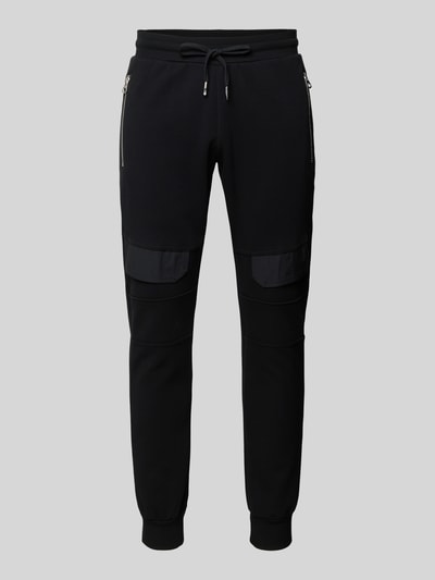 Productfoto, Slim Fit Sweatpants mit Gesäßtaschen van Antony Morato, zwart, katoenmix, elastische boorden en tailleband met tunnelkoord, ritszakken, achterzakken, binnenbeenlengte maat M 76 cm