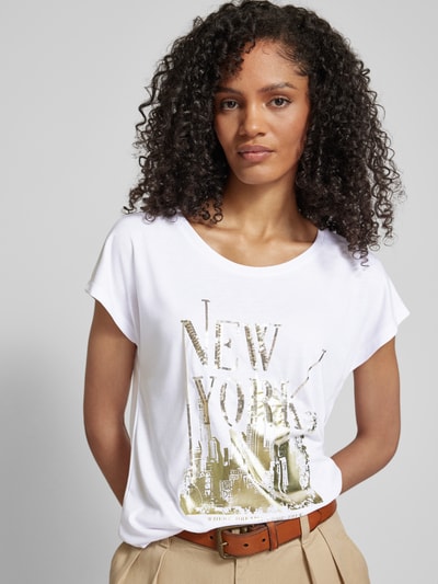Montego T-Shirt mit Viskose-Anteil und Paillettenbesatz Weiss 3