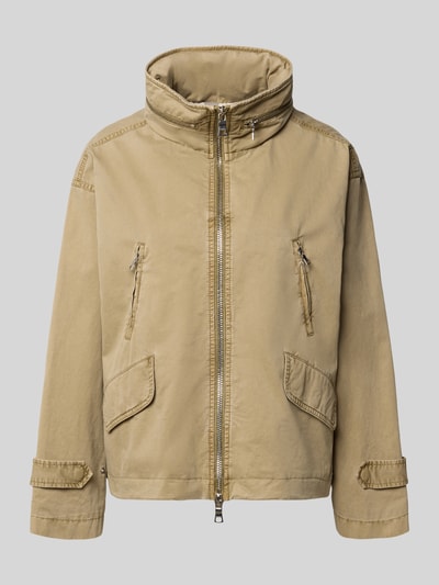 Produktfoto, Jacke mit Stehkragen von Blonde No. 8 in Beige, reine Baumwolle, lockerer Schnitt, mit Reißverschluss und Taschen, glatte Textur