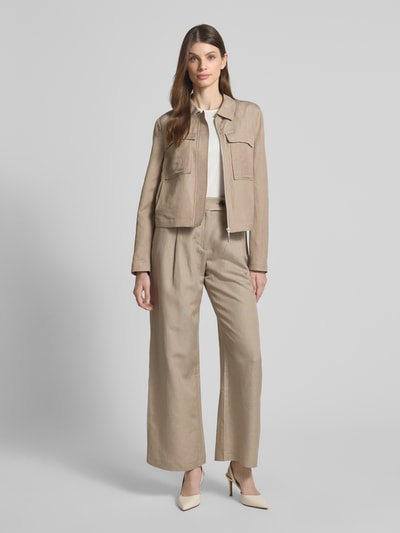 s.Oliver BLACK LABEL Bluzon o kroju regular fit z mieszanki wiskozu i lnu Szarobrązowy 1