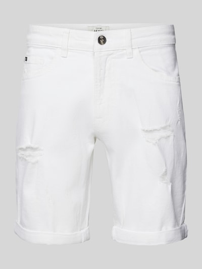 Redefined Rebel Szorty jeansowe o kroju regular fit z przetarciami model ‘PORTO’ Biały 1