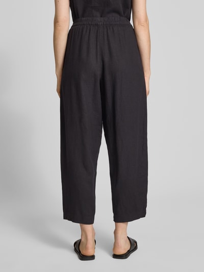 ICHI Stoffen broek van een mix van linnen en viscose met elastische band Zwart - 5