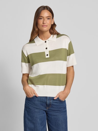 ICHI Regular Fit Poloshirt aus Viskose-Mix Modell 'LULS' Schilf 4