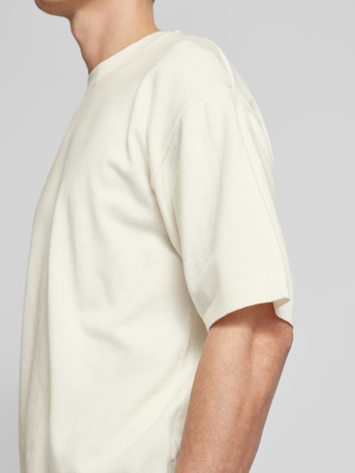 Jack & Jones Premium T-shirt in gebreide look met ribboorden Wit - 3