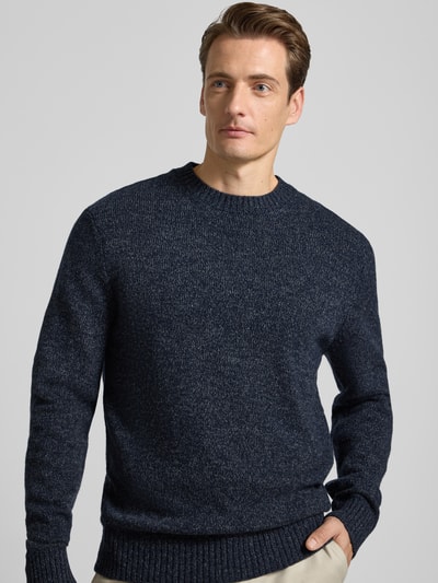 Casual Friday Gebreide pullover met ribboorden, model 'BRIAN' Marineblauw gemêleerd - 3