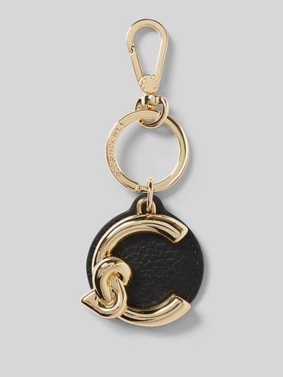 Coccinelle Brelok do kluczy z detalem z logo Czarny 1