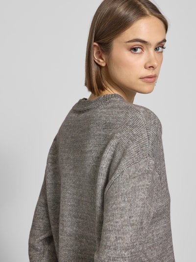 Pieces Oversized Strickpullover mit Crew Neck Modell 'ORLY' Mittelgrau 3