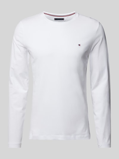 Tommy Hilfiger Regular Fit Longsleeve aus Viskose mit Label-Stitching Weiss 2