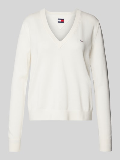 Tommy Jeans Gebreide pullover met labelstitching Offwhite - 1