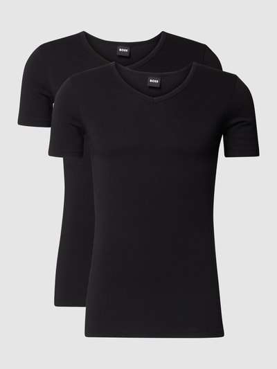 BOSS T-Shirt mit V-Ausschnitt im 2er-Pack Modell 'Modern' Black 2