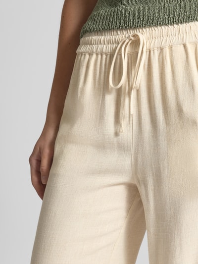 Selected Femme High Waist Hose aus Viskose-Leinen-Mix Modell 'VIVA-GULIA' Sand 3