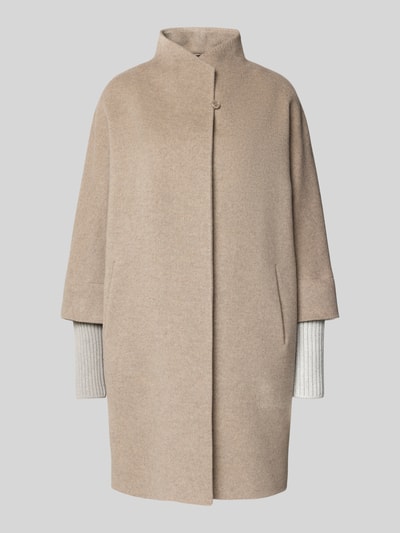 ICONS Cinzia Rocca Lange jas van scheerwol met opstaande kraag Beige gemêleerd - 2