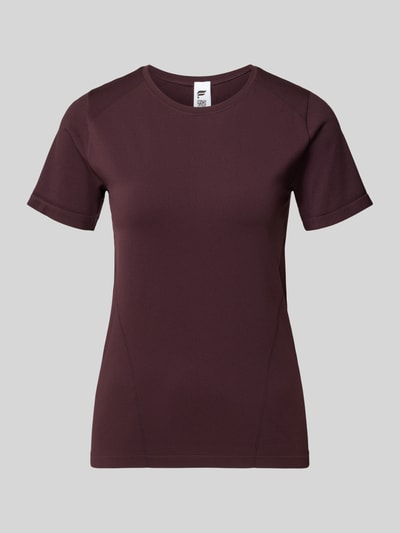 Produktfoto, Regular Fit T-Shirt mit Rundhalsausschnitt Modell 'Feather' von Fabletics, Damen, elastischer Material-Mix, bordeauxfarben