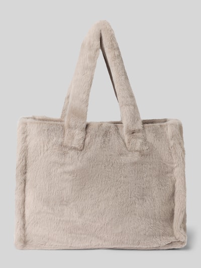 Productfoto, shopper met ritssluiting van White Label, imitatiebont creme, hoofdvak, binnenvak met rits, lange schouderband, maat 1 38x28x22 cm, schouderband lengte 56 cm